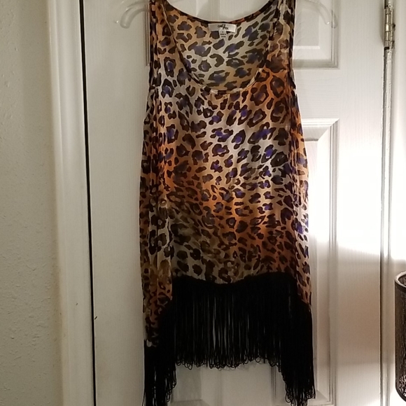 Fringed/Semi Sheer/Multi Colored Top/Animal 8-10 - Picture 1 of 4